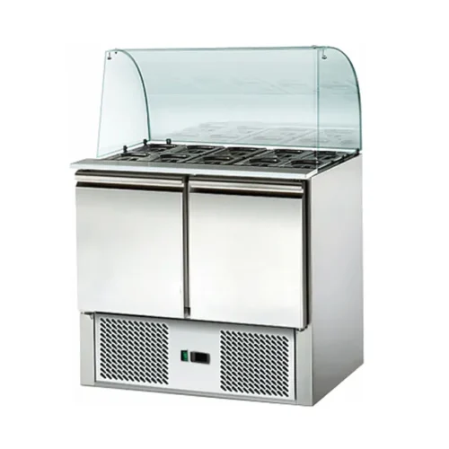 Two Door Refrigerator Showcase Salad Bar Refrigerator Salad Table